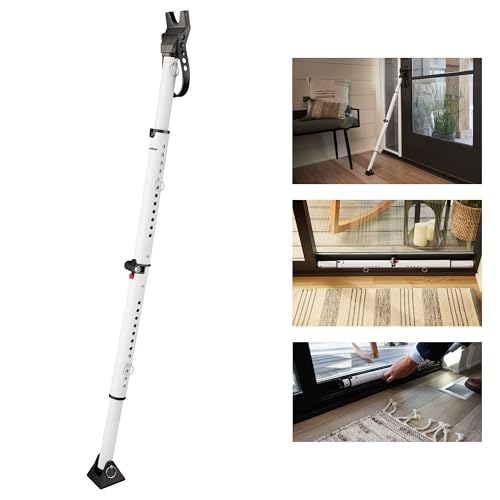 Master Lock Sliding Door Stopper and Door Security Bar, Adjustable for Hinged and Sliding Doors, Compact Enough to Travel for Hotel Security, White, 270EC - Image 1