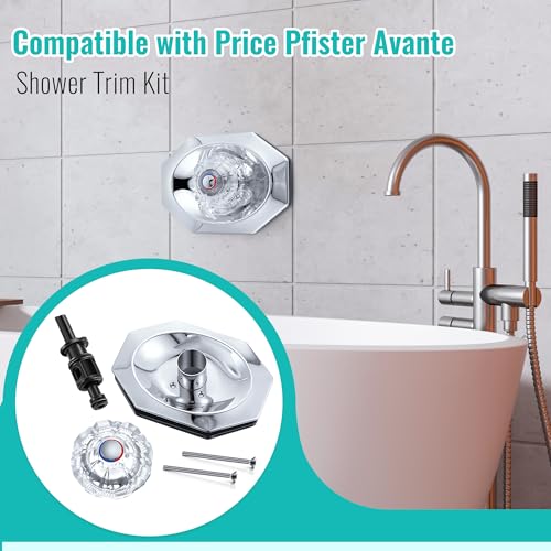 Dreyoo Compatible with PricePfister Avante Trim Kit Applied for Tub and Shower Faucet Push Pull Shower Valve Parts with Cartridge Escutcheon Screws Sleeve Handle and Gasket Chrome - Image 3