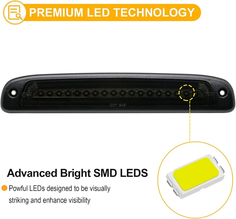 R&F Auto LED Third Brake Light for 1997-2011 Dakota - Smoked Lens - Image 2