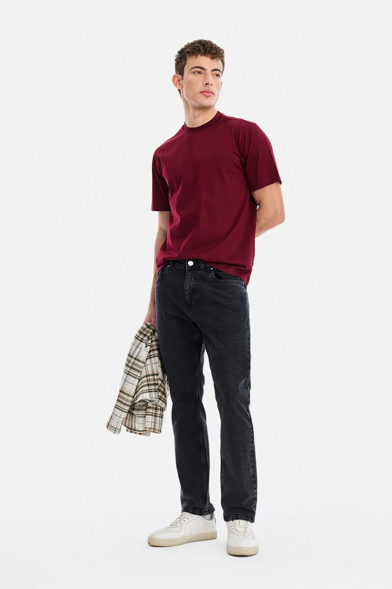 SNITCH Black Solid Slim Fit Casual Jeans