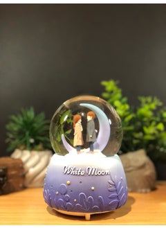Çiko Toys Romantic Couples Meeting Next to Crescent Moon Sprayed Musical and Lighted Large Snow Globe