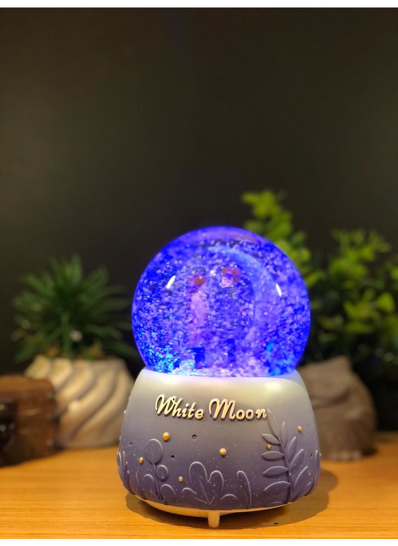 Lapidaria - Çiko Toys Romantic Couples Meeting Next to Crescent Moon Sprayed Musical and Lighted Large Snow Globe - Image 1