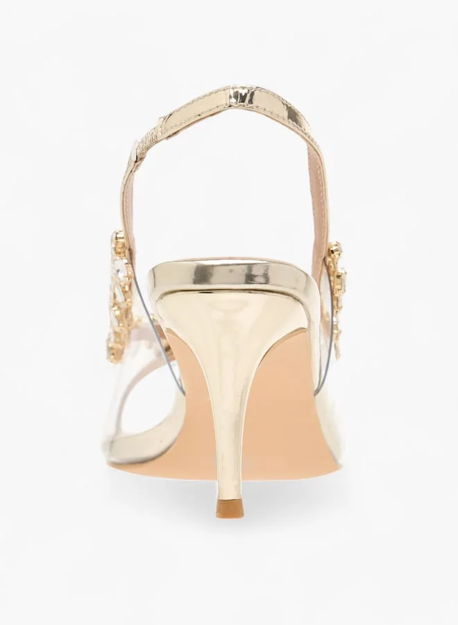 فلورا بيلا من شو إكسبرس Womens Embellished Slingback Shoes With Stiletto Heels