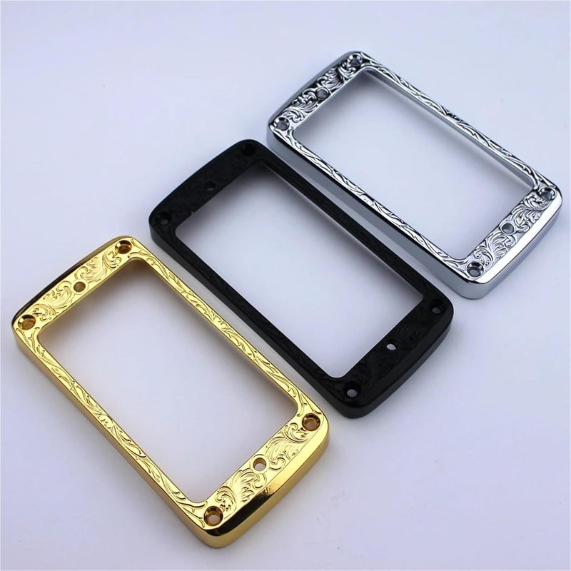 Humbucker Pickup Rings 4Pcs Curved Bottom Metal Humbucker Pickup Mounting Ring Set - Bridge and Neck Pickups Cover Frame(GD) - Image 2