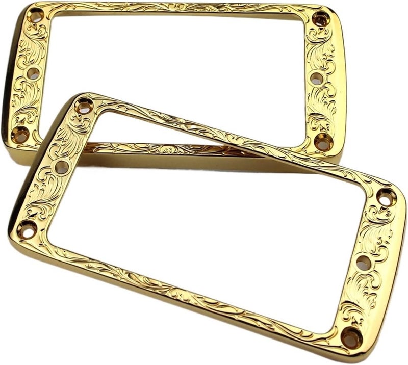 Humbucker Pickup Rings 4Pcs Curved Bottom Metal Humbucker Pickup Mounting Ring Set - Bridge and Neck Pickups Cover Frame(GD) - Image 1