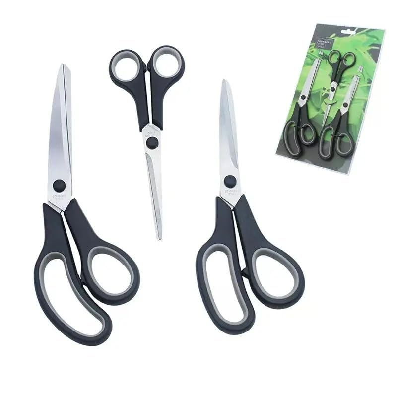 WeKonnect; 3 Set of Multi-Purpose Heavy Duty & Anti-Rust Stainless Steel Scissors for Office, Household, Crafts and Kitchen (Orange) - Image 1