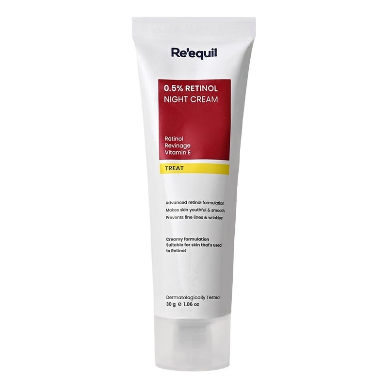 RE' EQUIL Re'equil 0.5% Retinol Night Cream | Makes Skin Youthful & Smooth | Prevents Fine Lines & Wrinkles | Unisex | All Skin Types | 30g - Image 1