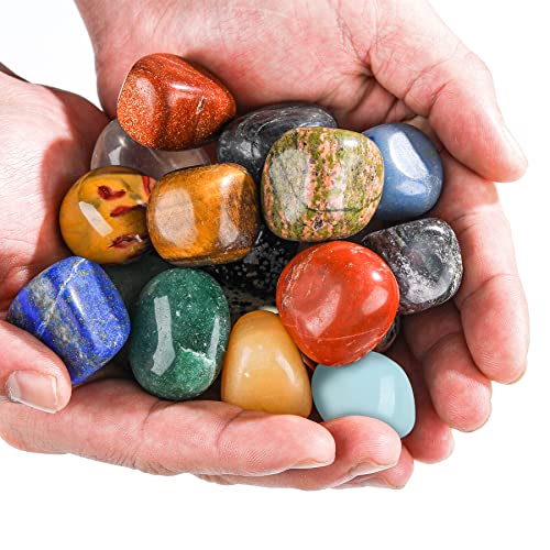 Ebristar Tumbled Stones and Crystals Bulk, 20 PCS 1/2" - 1" Size Random Assorted of Natural Tumbled Polished Gemstones for Jewelry Making, Decoration, Healing Stone, Reiki, Chakra (Mixed Stones) - Image 2