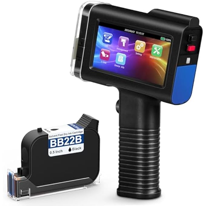 Bentsai BT-HH6105B2 HANDHELD INKJET PRINTER WITH HD LED TOUCH SCREEN FOR LOGO BARCODE LABEL SERIES NUMBER PRODUCTION DATE (BLUE, 4.3IN) - Image 1