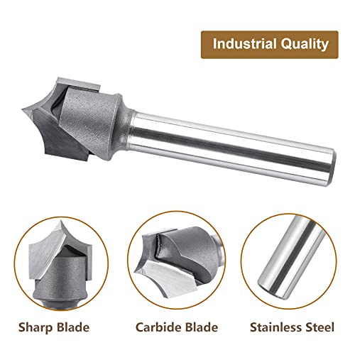 SpeTool 1/4" Shank Point Cutting Roundover Router Bit with 1/2" Cutting Diameter 1/4" Radius, Carbide 2 Flute Tipped Round Over Beading Bits for CNC Router Woodworking Carving Tool - Image 3