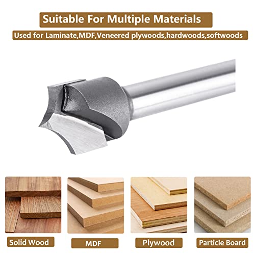 SpeTool 1/4" Shank Point Cutting Roundover Router Bit with 1/2" Cutting Diameter 1/4" Radius, Carbide 2 Flute Tipped Round Over Beading Bits for CNC Router Woodworking Carving Tool - Image 4