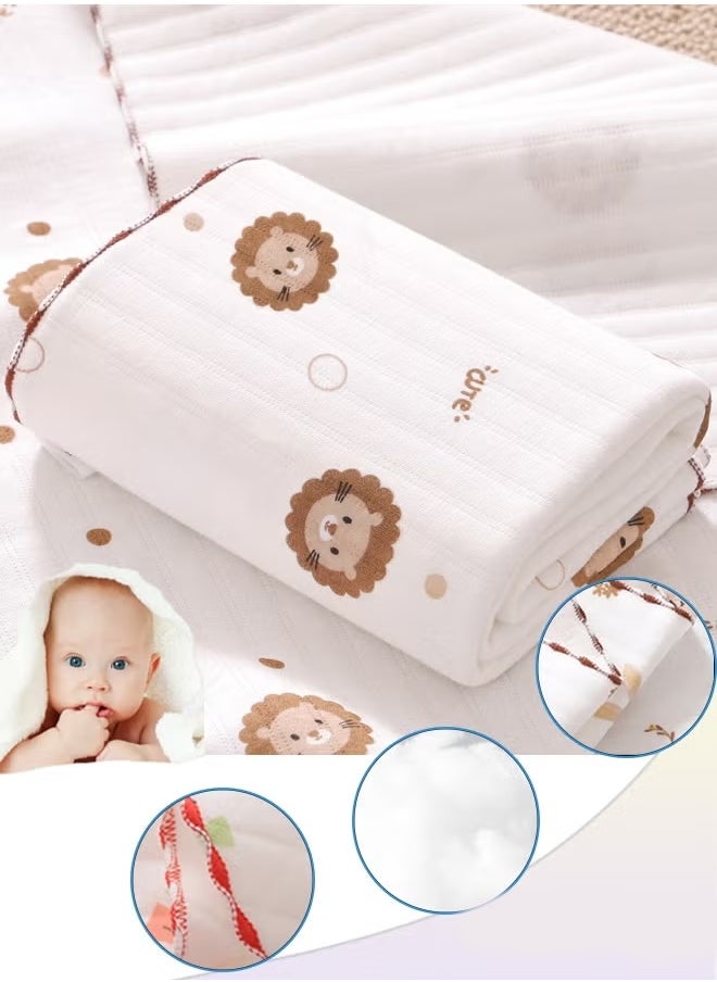 Berma Baby Baby swaddle, newborn bathrobe, super soft newborn swaddle, 80*80cm bed blanket, children's quilt, baby stroller blanket, soft hug blanket, super absorbent blanket, lightweight, foldable (lion)  - Image 1