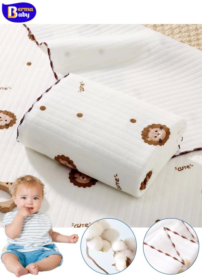 Berma Baby Baby swaddle  newborn bathrobe, super soft newborn swaddle, 80*80cm bed blanket, children's quilt, baby stroller blanket, soft hug blanket, super absorbent blanket, lightweight, foldable (lion)  - Image 1