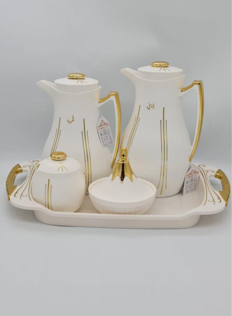 Thermos set for Tea and Coffee with Serving sauce, Sugar Packet and Attractive Tea box 5 pieces  - Image 1