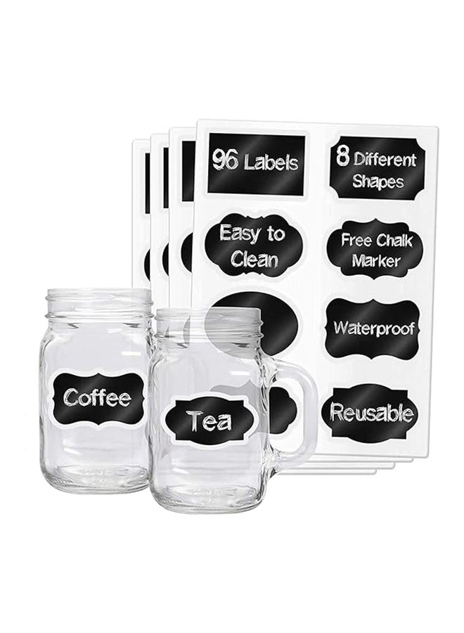 96 Premium Chalkboard Labels Bulk - Free Erasable Spice Labels - Dishwasher Safe Chalk Board Mason Jar Labels - Removable Waterproof Blackboard Sticker Label for Jars Glass Bottle Kids (Black)  - Image 1