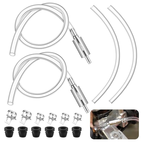 Meonum 2 Pack Brake Bleeder Hose Motorcycle Brake Bleeder Kit with Nozzle Cap Clamp One Way Check Valve Tube Bleeding Tools for Hydraulic System Bleeding Car Clutch Fluid Replacement Hose - Image 1