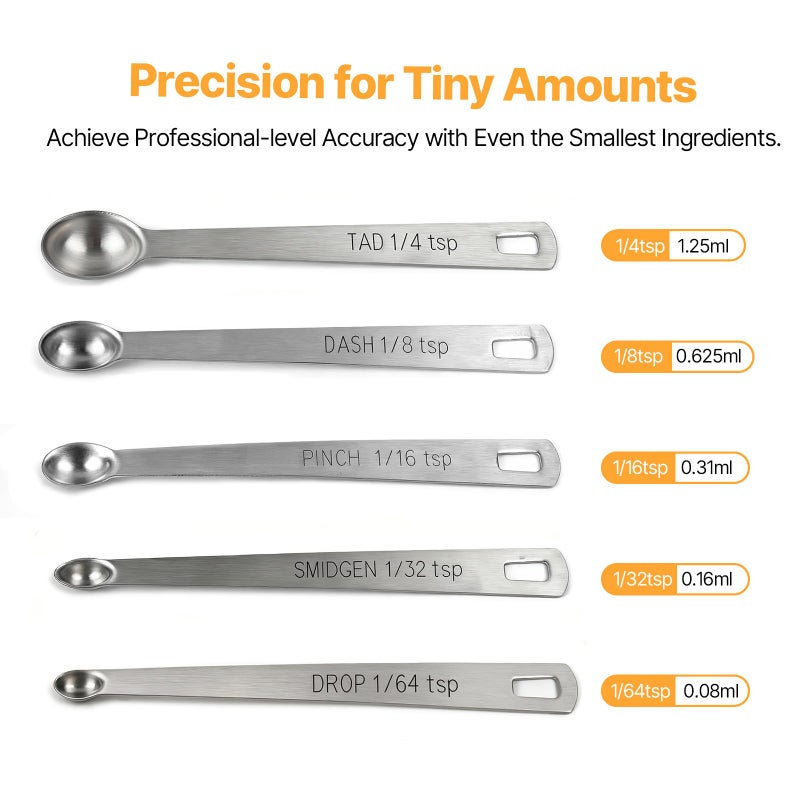 BERYLER Mini Measuring Spoons Set, 18/8 Stainless Steel Teaspoon for Cooking and Baking, Suitable for Small Amount of Dry or Liquid Ingredients and Spices - Image 4