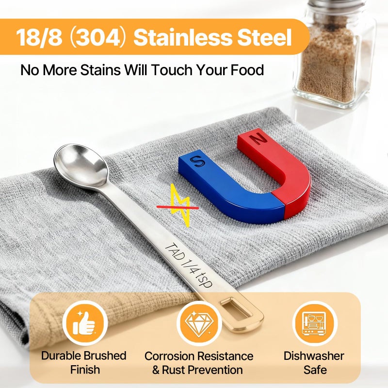 BERYLER Mini Measuring Spoons Set, 18/8 Stainless Steel Teaspoon for Cooking and Baking, Suitable for Small Amount of Dry or Liquid Ingredients and Spices - Image 2