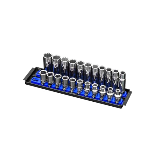 Ernst Manufacturing Socket Boss, Premium 2-Rail 1/2-Inch-Drive Socket Organizer, 13-Inch, Blue (8497) - Made in the USA - Image 2