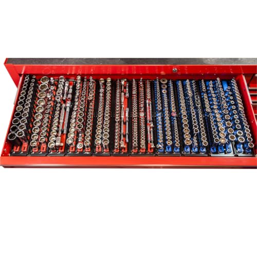 Ernst Manufacturing Socket Boss, Premium 2-Rail 1/2-Inch-Drive Socket Organizer, 13-Inch, Blue (8497) - Made in the USA - Image 3