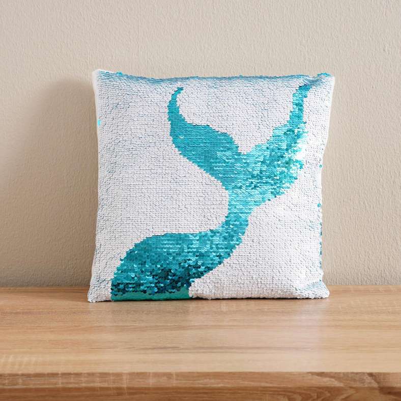 Mermaid Sequins Filled Cushion 33x33cm - Blue