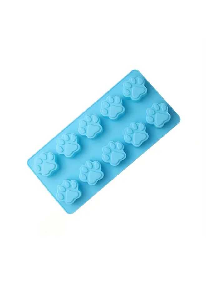 Light Blue 10 Cavity Cat Paw Silicone Mold For Baking Soap Jelly Pudding - Image 3