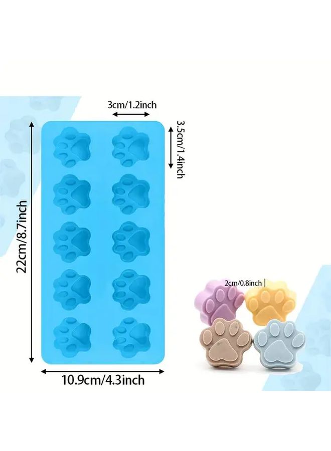 Light Blue 10 Cavity Cat Paw Silicone Mold For Baking Soap Jelly Pudding - Image 2