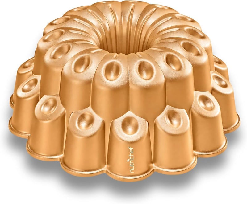 NutriChef 9 Inch Marquise Cake Pan, Thick & Heavy Cast Aluminum Bakeware Cake Mold for Cake with Fluted Easy-Release Edges for Uniform Browning & Baking, Nonstick Heat-Resistant Coating - Image 1