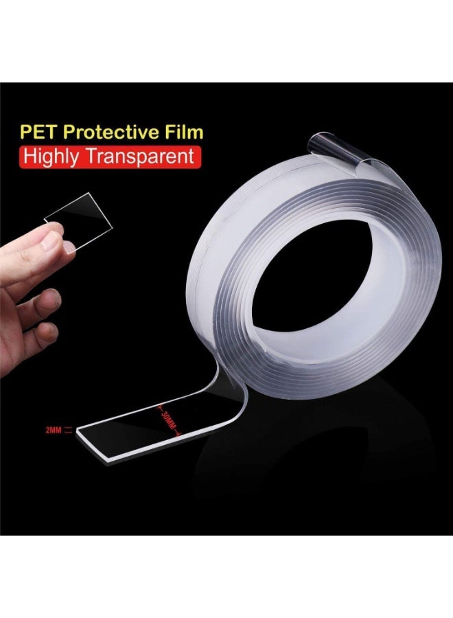 LEBOCADO Heavy-Duty Multipurpose Nano Double-Sided Tape - Washable, Reusable & Traceless Acrylic Gel Adhesive Tape for Walls, Carpets & Kitchen, Photo, Hanging Picture, 3 Meters (30mm x 2mm) - Transparent - Image 3