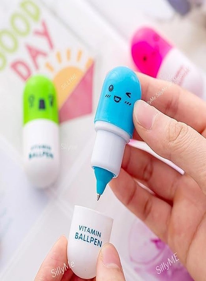 Nirgun Empex 1Pcs Mini Retractable All Face Pill Ball Point Pen Capsule Ballpen For Kids, Cute Design Capsule Shape Ball Pen For School Kids/Students (Pack of 1) - Image 4