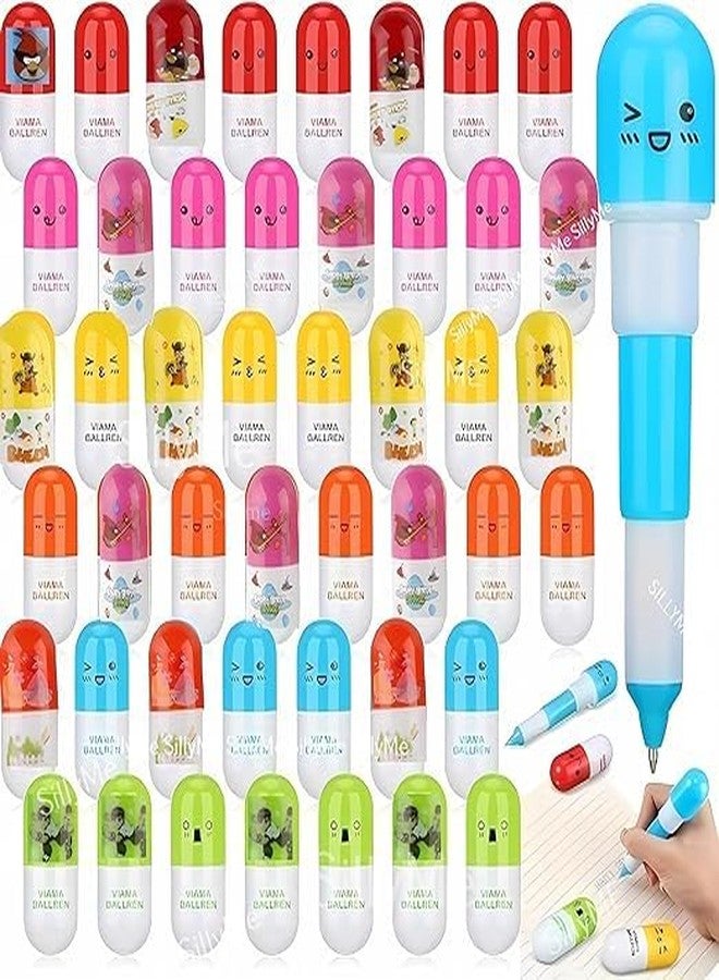 Nirgun Empex 1Pcs Mini Retractable All Face Pill Ball Point Pen Capsule Ballpen For Kids, Cute Design Capsule Shape Ball Pen For School Kids/Students (Pack of 1) - Image 2
