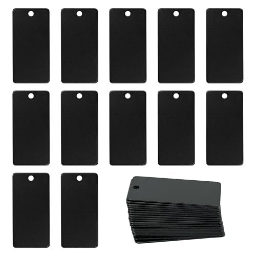 StayMax Aluminum Engraving Blanks Rectangle Blank Tags 1 Inch x 2 Inch 25 Pack Black - Image 1