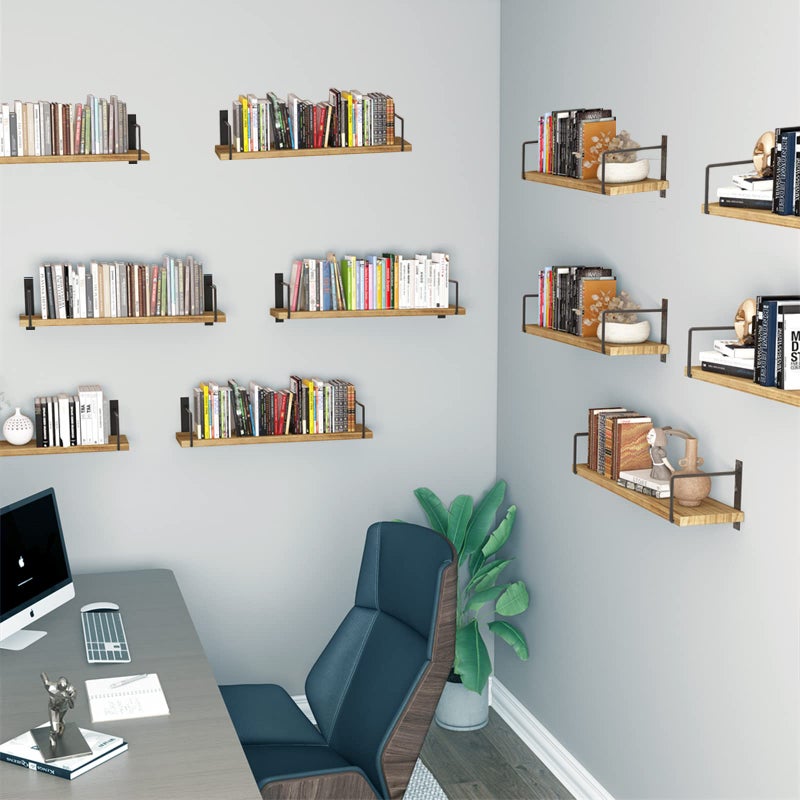 EALLRINEC Floating Shelves, 24 Inches, Easy to Install, Wall Mounted, Set of 3, Rustic Wood for DÃ©cor, Storage for Living Room, Bathroom, Bedroom - Image 3