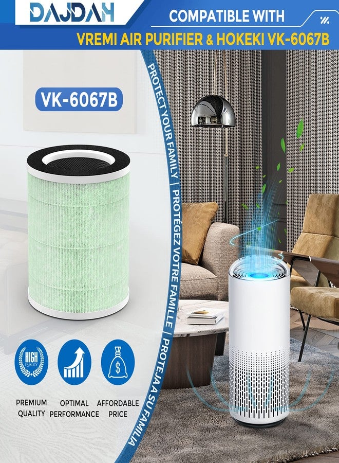 DAJDAH VK-6067B Filter Compatible with Vremi & Hokeki Air Purifier Filter Replacement, 2-Pack, H13 True HEPA, Nylon, Improves Moist Conditions - Image 2