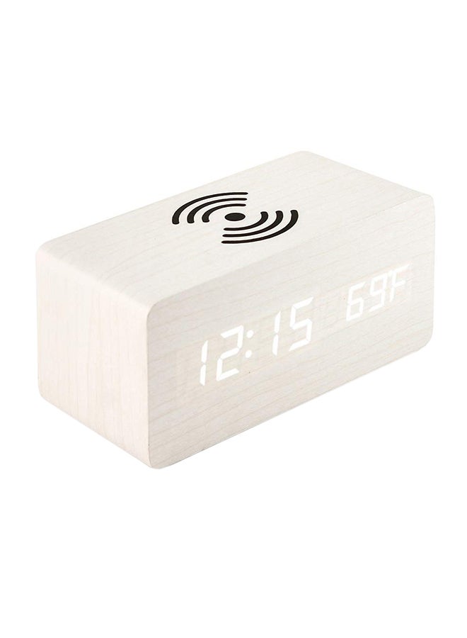 17-أكتوبر ساعة منبه خشبية بشاشة LED رقمية