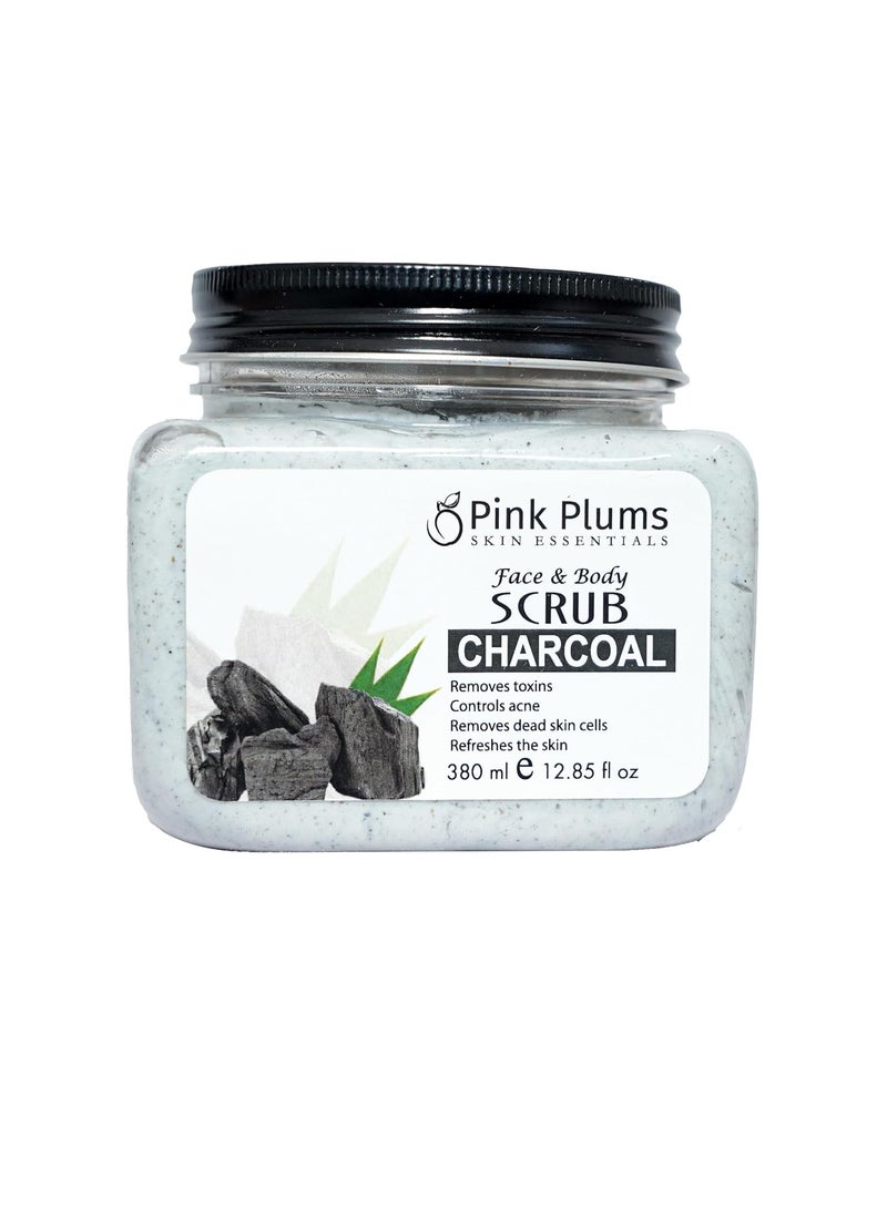 Pink Plums Charcoal Scrub Face and Body 380 ML Luxury Collection Paraben Free - Image 1