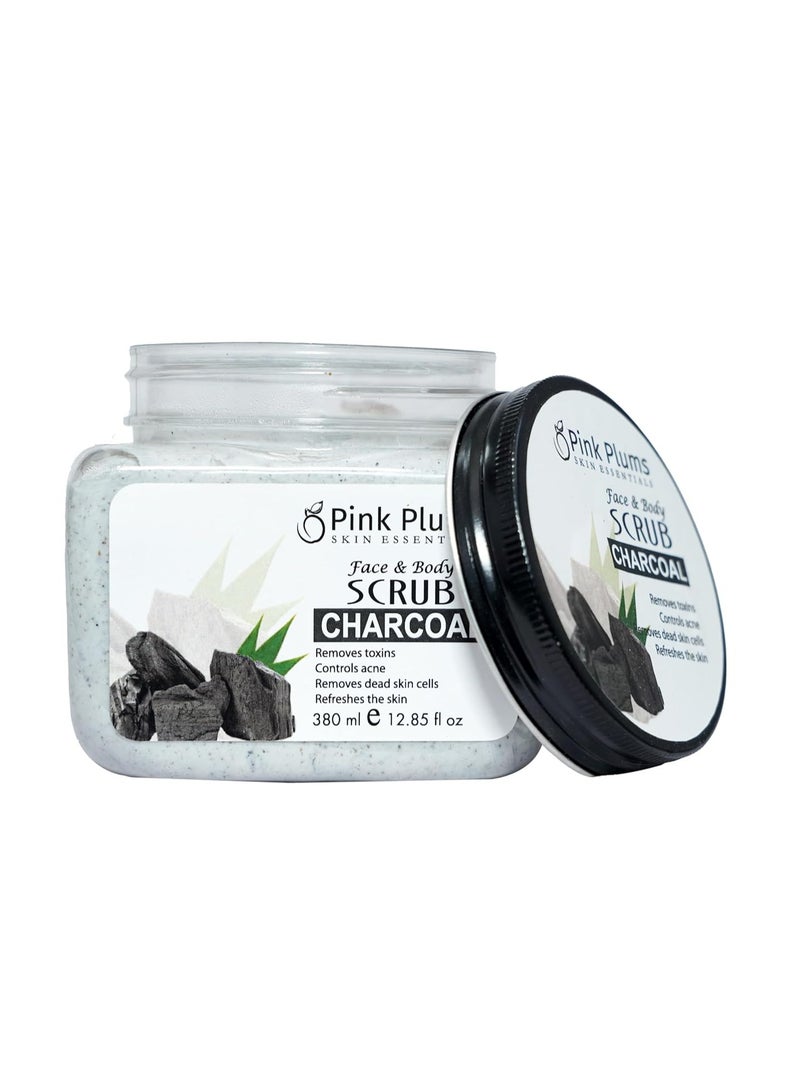 Pink Plums Charcoal Scrub Face and Body 380 ML Luxury Collection Paraben Free - Image 2