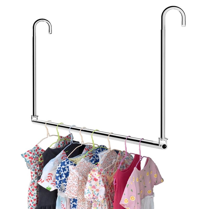 HDbonemu Closet Hanging Rod, Adjustable Width and Height Space-Saving Clothes Hanging Bar, 1 Pack Chrome - Image 1
