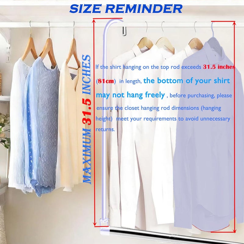 HDbonemu Closet Hanging Rod, Adjustable Width and Height Space-Saving Clothes Hanging Bar, 1 Pack Chrome - Image 4
