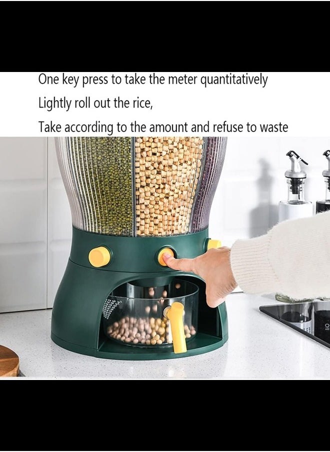 Generic - Cereal Dispenser Canisters Set 6-Grid Rotating Storage Container/Dispenser Sealed Container Storage/for Kitchen and Home Suitable for Cereals, Snacks and Sugar (Color : Green) - Image 1