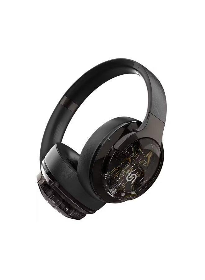 Soho Active Noise-Cancellation Headphones with RGB Dynamic Lights, 600mAh Battery, Up to 40H Playtime, Wired & Wireless Modes, 40mm Speakers, Bluetooth 5.4, Immersive Full Bass Audio, Compact Foldable Design – Black