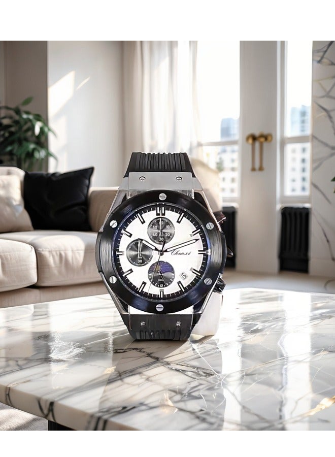 شينيكسي تشينشي للرجال متعددة الوظائف المقاومة للماء والشمس والقمر والنجوم ووتش ، تقويم الضوء المضيئة ، ساعة الكوارتز - Image 2