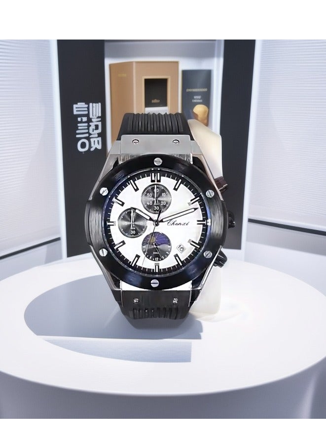 شينيكسي تشينشي للرجال متعددة الوظائف المقاومة للماء والشمس والقمر والنجوم ووتش ، تقويم الضوء المضيئة ، ساعة الكوارتز - Image 3