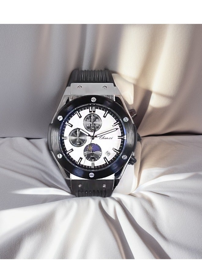 شينيكسي تشينشي للرجال متعددة الوظائف المقاومة للماء والشمس والقمر والنجوم ووتش ، تقويم الضوء المضيئة ، ساعة الكوارتز - Image 5