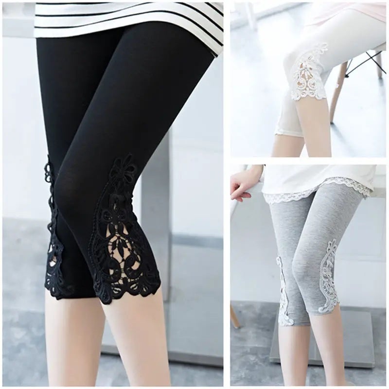 Women's Hollow Lace Stretch Leggings - Image 1