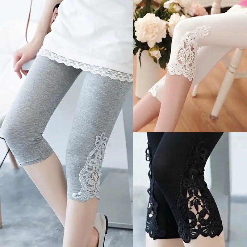 Women's Hollow Lace Stretch Leggings - Image 2