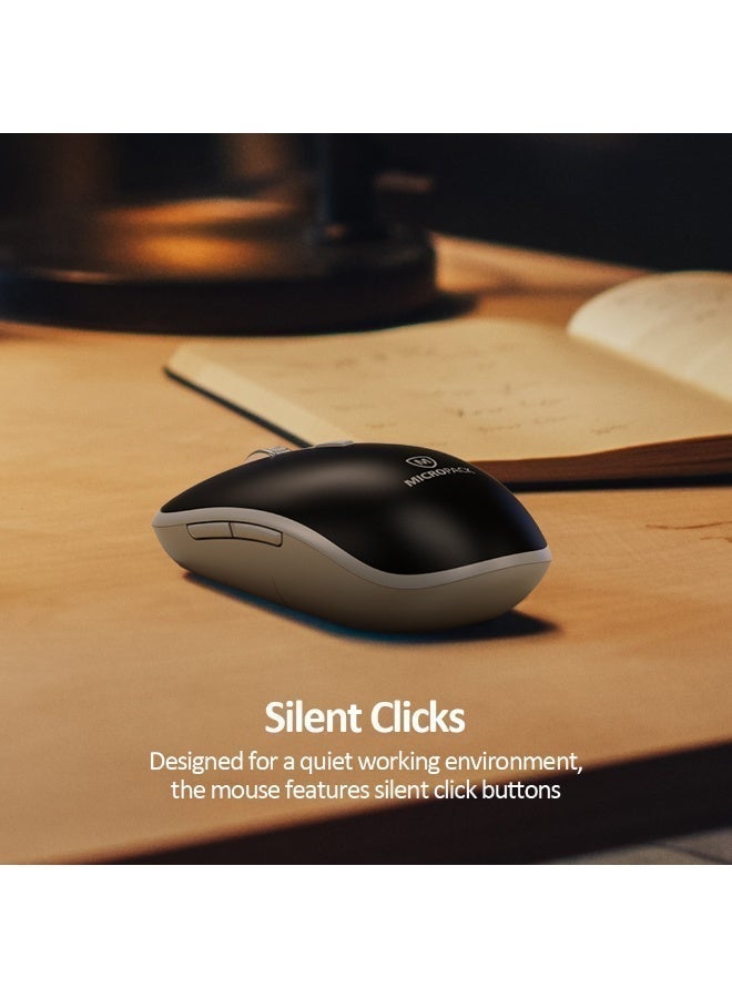 مايكروباك ماوس لاسلكي وضع مزدوج Micropack MP-729B - بلوتوث 5.0، 6 أزرار، 1600 CPI، أسود - Image 4