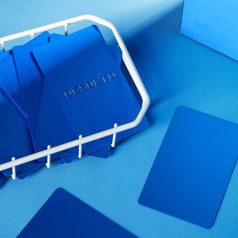 OESDLTD Thick Blue Aluminum Metal Business Cards Anodized Aluminum 86 X 54 X 0.8mm 15 pcs Include Protector Sleeves(Frosted) - Image 5