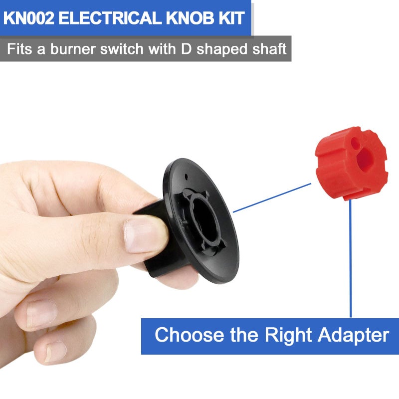 Fetechmate KN002 Electric Stove Knobs Black ABS Replacement Oven Knobs Compatible with Whirl-Pool Ro-per Hard-Wick & More Electric Range Oven Knobs - 5 Pack Universal Stove Knobs with Adapters - Image 3
