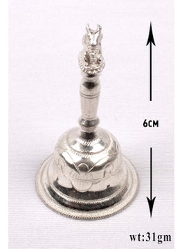 Annapurna Krishna Jewellers Annapurna Krishna Jewellers AKJ Sterling Silver Nandi Big Bull Sound Chime Pooja Bell Silver 6 cm 31 g  - Image 4
